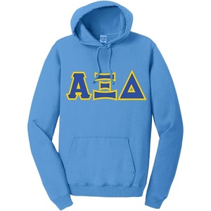 Alpha Xi Delta Pigment-Dyed Lettered Hooded Sweatshirt(Blue Moon)