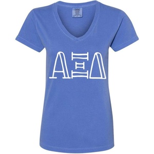 Alpha Xi Delta V-Neck T-Shirt(Flo Blue)