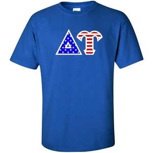 Delta Upsilon Du Greek Letter American Flag Tee(Royal Blue)