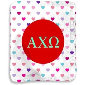 Greekgear Alpha Chi Omega Hearts Sherpa Lap Blanket