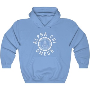 Greekgear Alpha Chi Omega Unisex College Seal Hoodie(Carolina Blue)