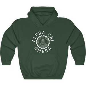 Greekgear Alpha Chi Omega Unisex College Seal Hoodie(Forest Green)