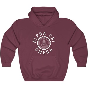 Greekgear Alpha Chi Omega Unisex College Seal Hoodie(Maroon)