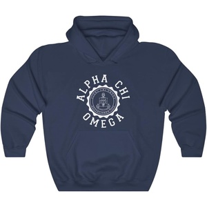 Greekgear Alpha Chi Omega Unisex College Seal Hoodie(Navy)