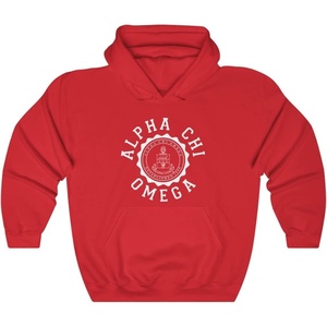 Greekgear Alpha Chi Omega Unisex College Seal Hoodie(Red)