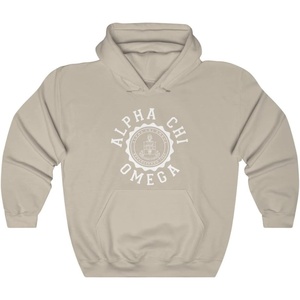 Greekgear Alpha Chi Omega Unisex College Seal Hoodie(Sand)