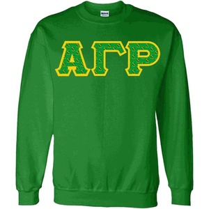 Greekgear Alpha Gamma Rho Fraternity Crest Twill Letter Crewneck Sweatshirt(Forest Green)