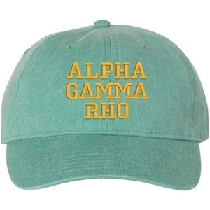 Greekgear Alpha Gamma Rho Pigment Dyed Baseball Cap(Sea Foam W/Light Gold Thread Color)