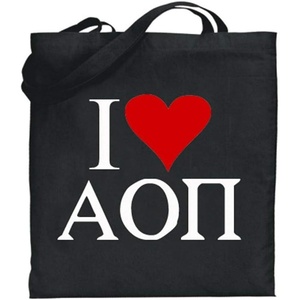 Greekgear Alpha Omicron Pi AOII I Love Tote Bags(Black)