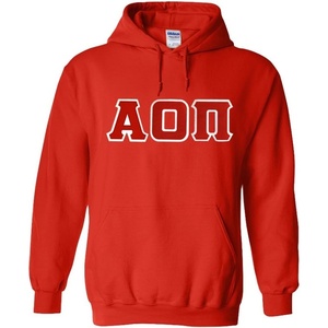 Greekgear Alpha Omicron Pi Lettered Hooded Sweatshirt(Orange)