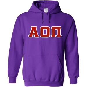 Greekgear Alpha Omicron Pi Lettered Hooded Sweatshirt(Purple)