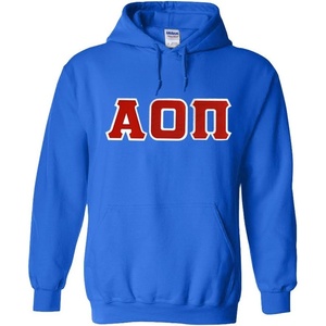 Greekgear Alpha Omicron Pi Lettered Hooded Sweatshirt(Royal Blue)
