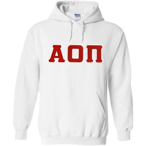 Greekgear Alpha Omicron Pi Lettered Hooded Sweatshirt(White)