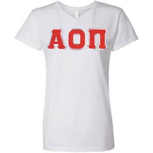 Greekgear Alpha Omicron Pi Lettered V Neck Tee(White)