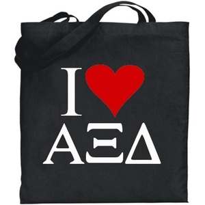 Greekgear Alpha Xi Delta I Love Tote Bags(Black)