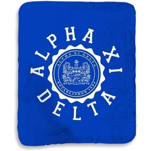 Greekgear Alpha Xi Delta Seal Sherpa Lap Blanket Royal Blue