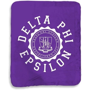 Greekgear Delta Phi Epsilon DPHIE Seal Sherpa Lap Blanket Purple