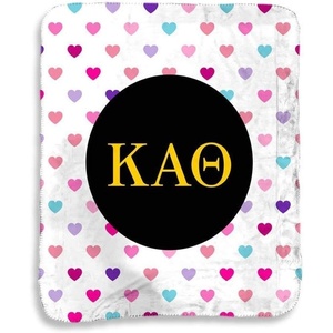 Greekgear Kappa Alpha Theta Hearts Sherpa Lap Blanket