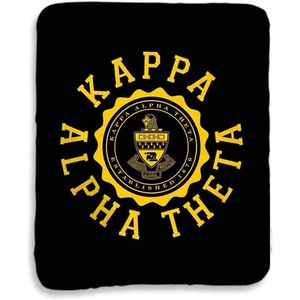 Greekgear Kappa Alpha Theta Seal Sherpa Lap Blanket Black