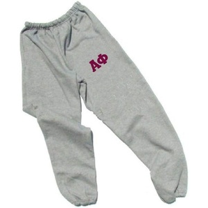 Greekgear Women’s Alpha Phi Lettered Thigh Sweatpants(Sports Grey)