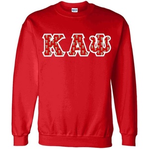 Kappa Alpha Psi Fraternity Crest Twill Letter Crewneck Sweatshirt(Red)