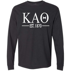 Kappa Alpha Theta Custom Greek Lettered Long Sleeve T-Shirt(Black)