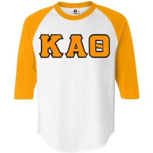 Kappa Alpha Theta Lettered Raglan Shirt(White W/Gold)
