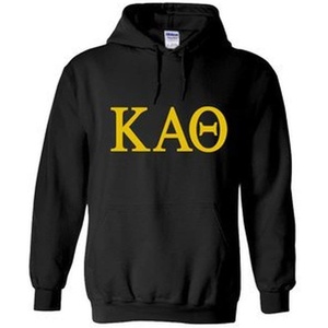 Kappa Alpha Theta World Famous Greek Hoodie – Black with Gold Imprint(Black)