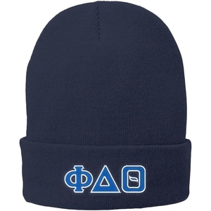 Phi Delta Theta Big Greek Lettered Knit Cap Navy Blue