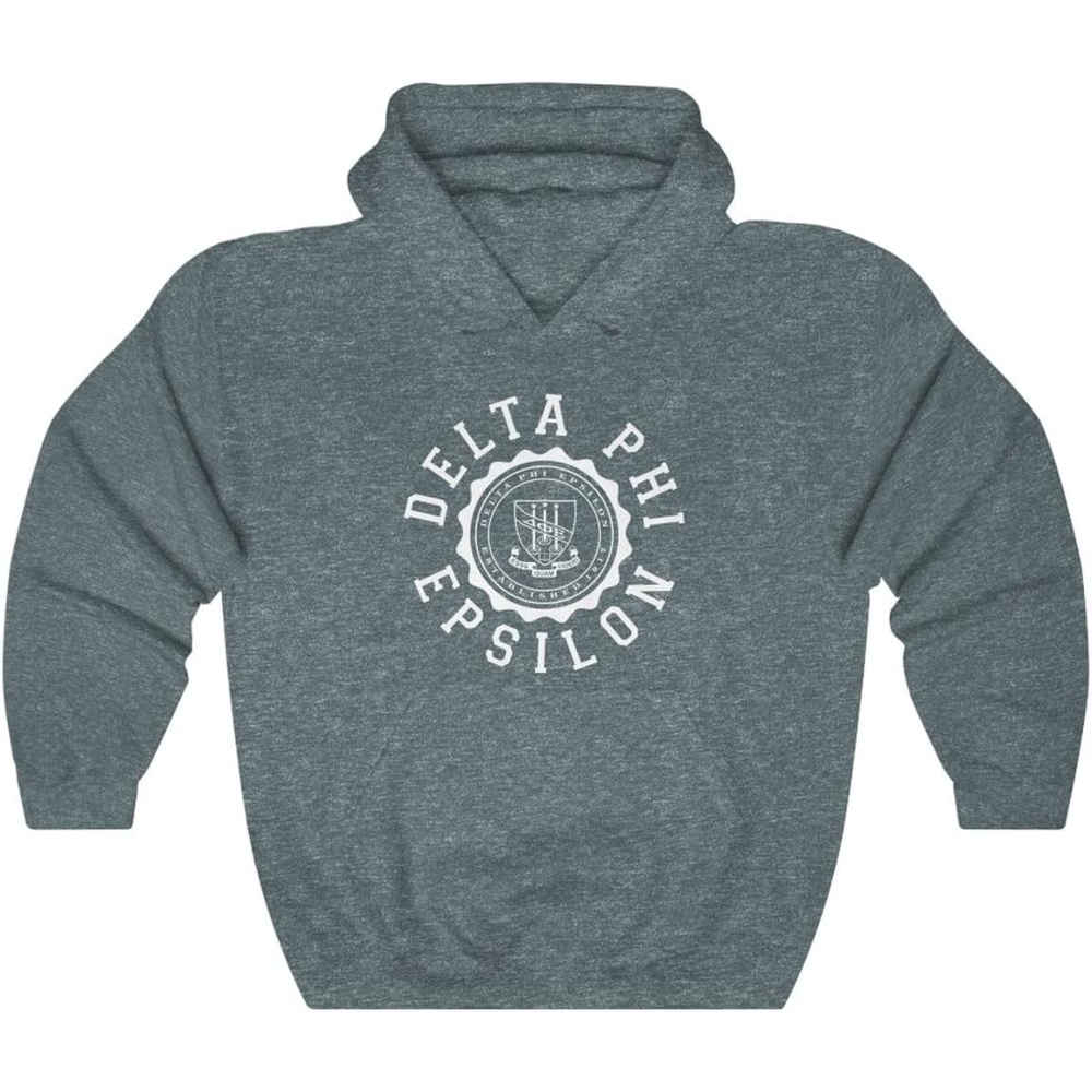 image:imageGreekgear Delta Phi Epsilon Unisex College Seal HoodieDark Heather