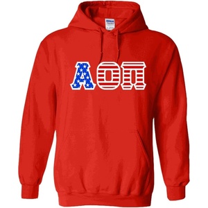 Alpha Omicron Pi AOII Greek Letter American Flag Hoodie(Red)