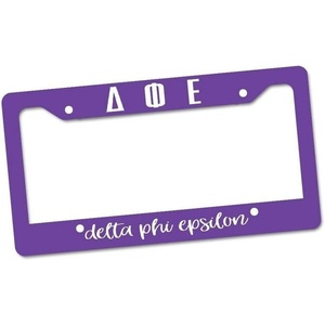 Delta Phi Epsilon DPHIE Custom License Plate Frame Purple