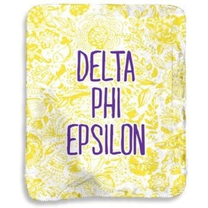Greekgear Delta Phi Epsilon DPHIE Floral Sherpa Lap Blanket