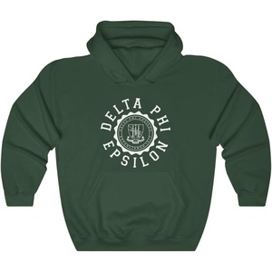 Greekgear Delta Phi Epsilon Unisex College Seal Hoodie(Forest Green)
