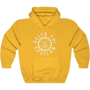 Greekgear Delta Phi Epsilon Unisex College Seal Hoodie(Gold)