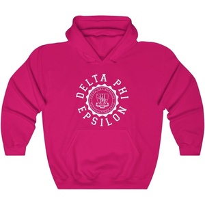 Greekgear Delta Phi Epsilon Unisex College Seal Hoodie(Heliconia)