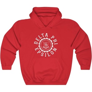 Greekgear Delta Phi Epsilon Unisex College Seal Hoodie(Red)