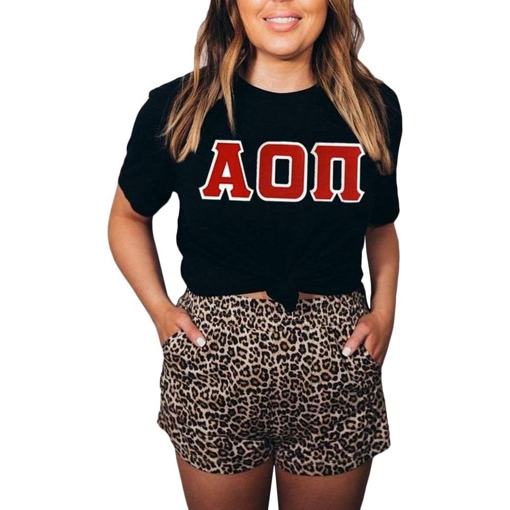image:imageGreekgear Alpha Omicron Pi Lettered TeeBlack
