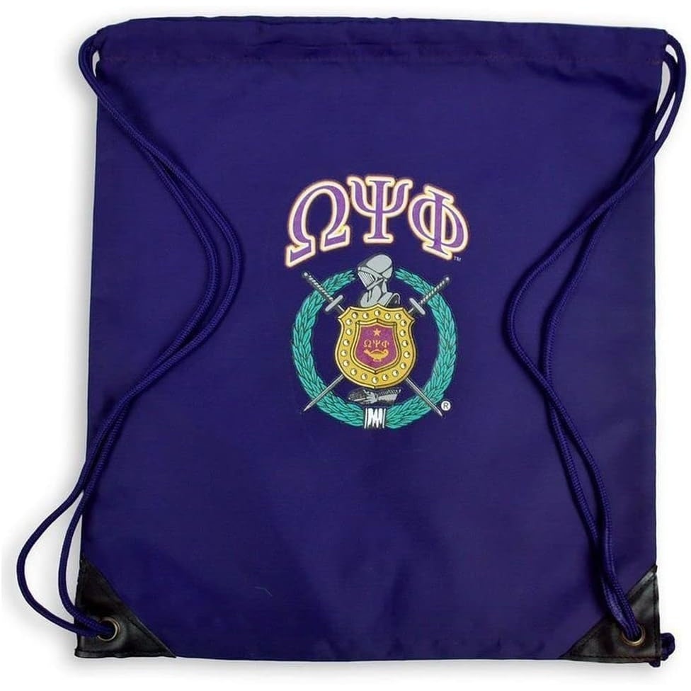 image:imageOmega Psi Phi Crest  Shield Cinch Sack Purple