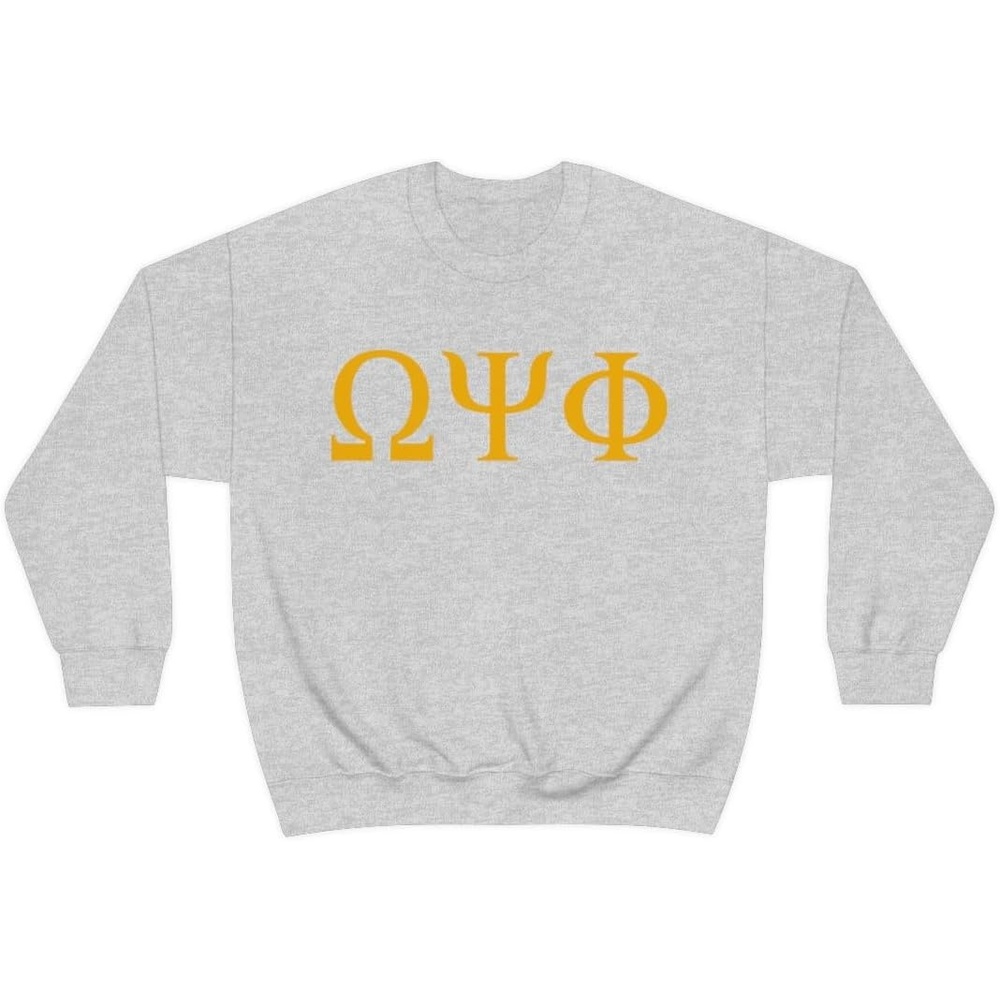 image:imageOmega Psi Phi Lettered World Famous Greek Crew SweatshirtsLight Grey