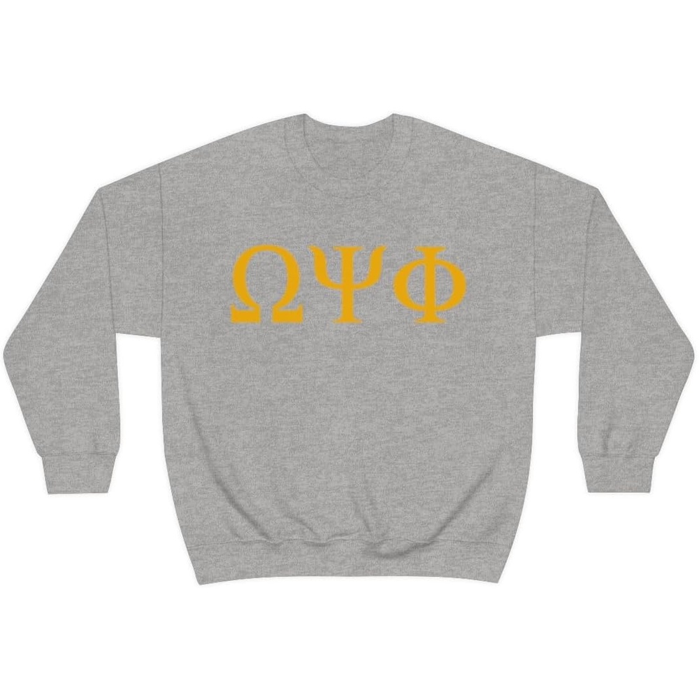 image:imageOmega Psi Phi Lettered World Famous Greek Crew SweatshirtsSports Grey