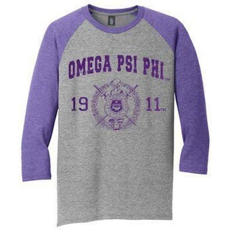 image:imageOmega Psi Phi Perfect Tri 34sleeve RaglanGreyPurple