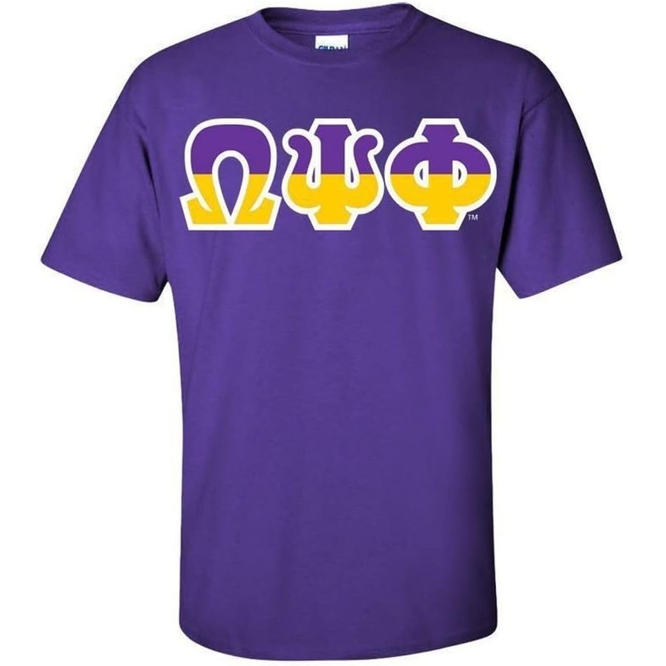 image:imageOmega Psi Phi Two Tone Greek Lettered TShirtPurple