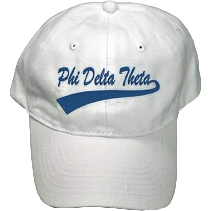image:imagePhi Delta Theta Tail Baseball Hat White wNavy Blue Imprint