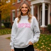 Greekgear Gamma Phi Beta Lightweight Varsity Mockneck Sweatshirt(Light Grey)