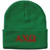 Greekgear Alpha Chi Omega Greek Letter Knit Cap Kelly Green
