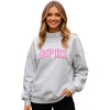 Greekgear Gamma Phi Beta Lightweight Varsity Mockneck Sweatshirt(Light Grey)