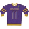 Greekgear Omega Psi Phi Jersey Look Cuffs Crewneck Sweatshirt(Purple/Gold)