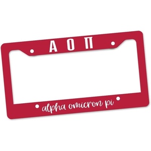 Alpha Omicron Pi AOII Custom License Plate Frame Red