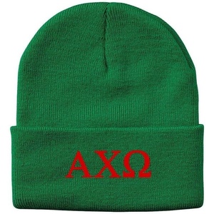 Greekgear Alpha Chi Omega Greek Letter Knit Cap Kelly Green